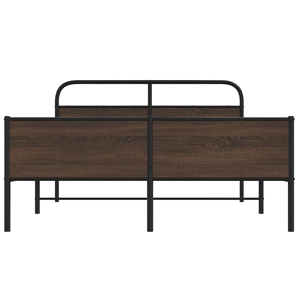 sengeramme uden madras 150x200 cm metal brun egetræsfarve