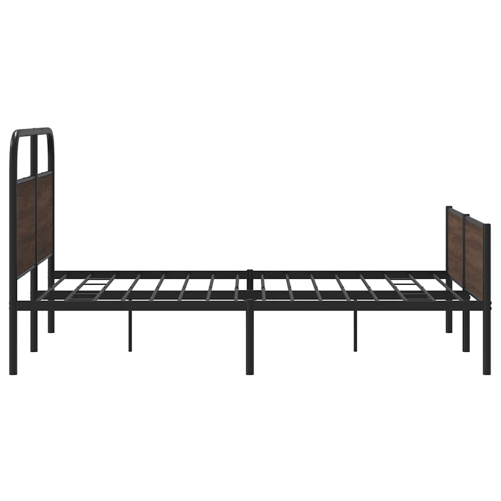 sengeramme uden madras 150x200 cm metal brun egetræsfarve