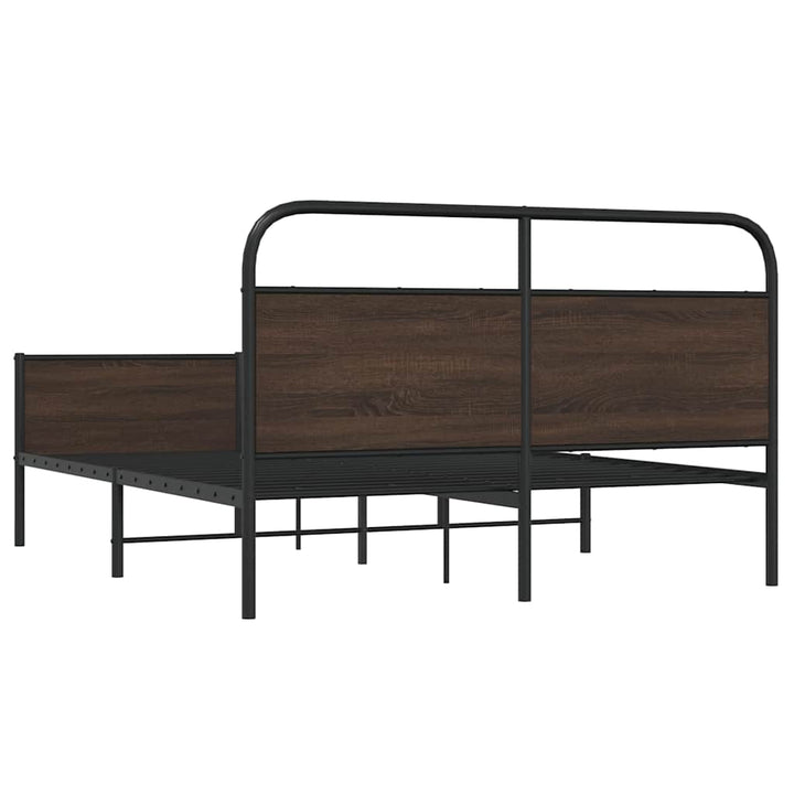 sengeramme uden madras 150x200 cm metal brun egetræsfarve