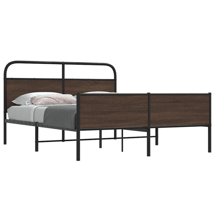 sengeramme uden madras 150x200 cm metal brun egetræsfarve