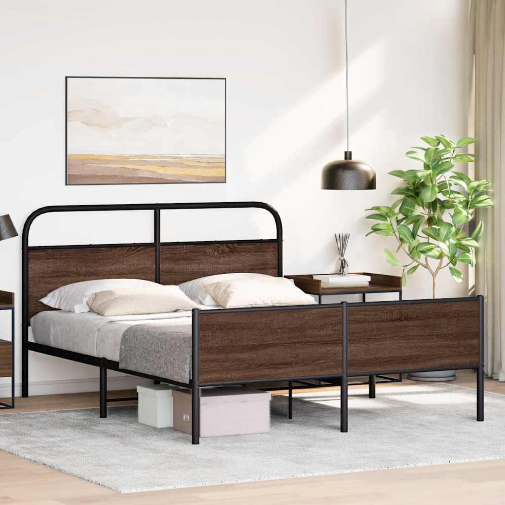 sengeramme uden madras 160x200 cm metal brun egetræsfarve