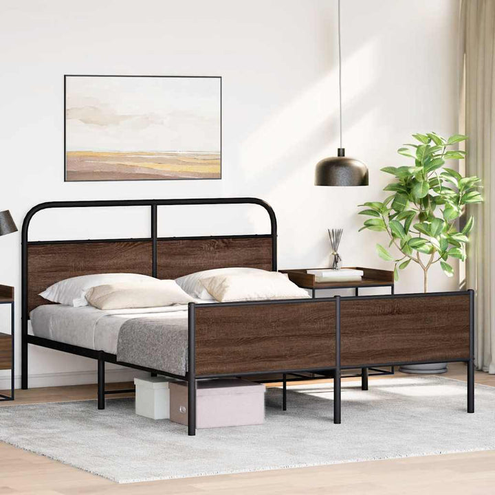 sengeramme uden madras 160x200 cm metal brun egetræsfarve