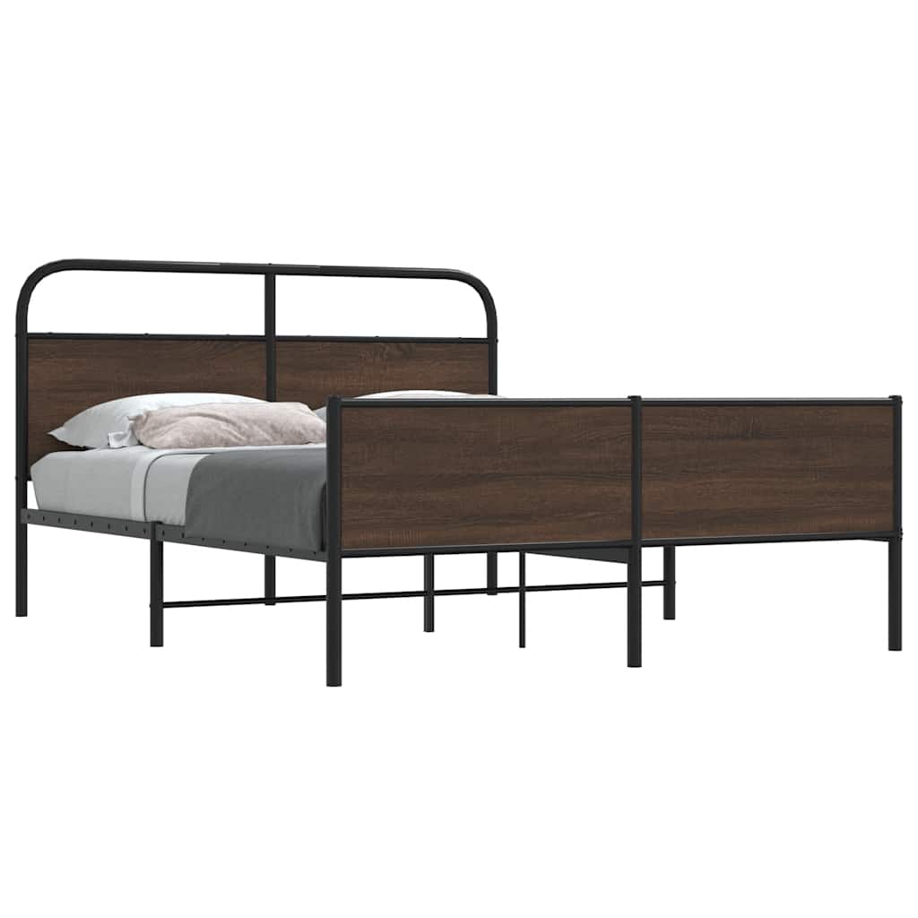 sengeramme uden madras 160x200 cm metal brun egetræsfarve