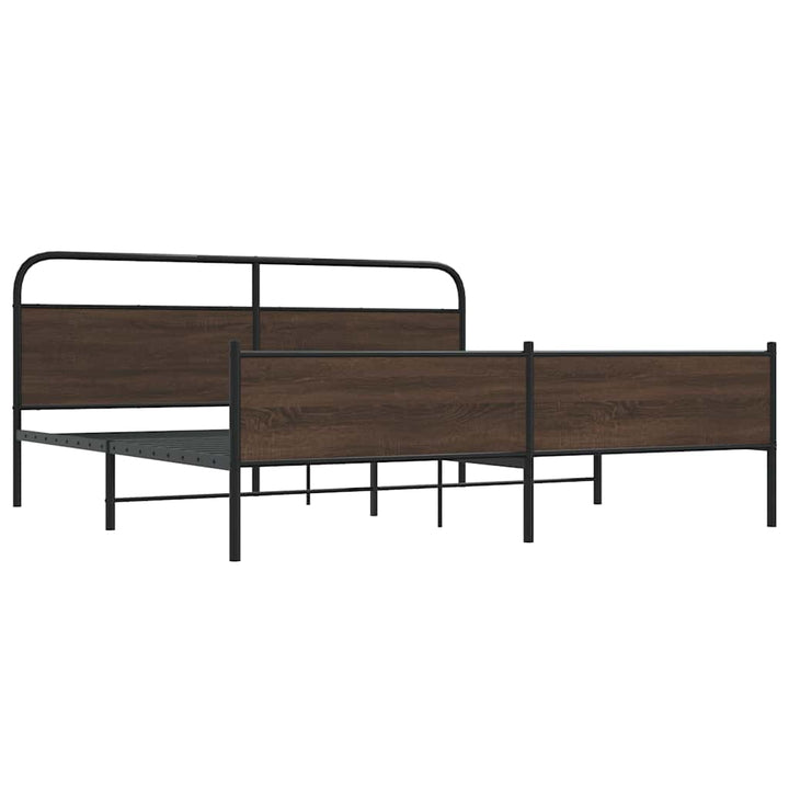 sengeramme uden madras 183x213 cm metal brun egetræsfarve