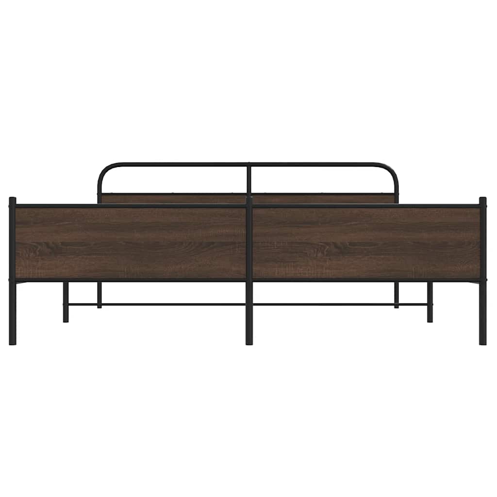 sengeramme uden madras 183x213 cm metal brun egetræsfarve