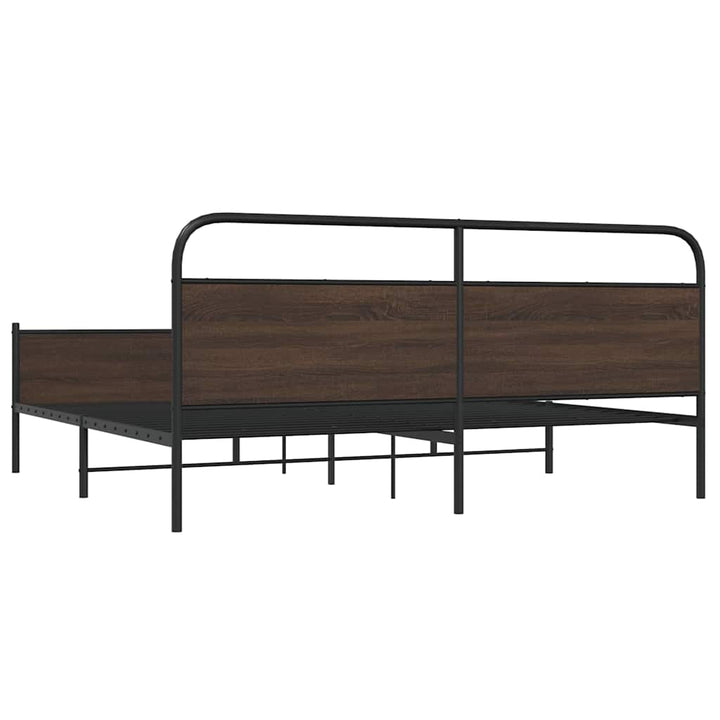 sengeramme uden madras 183x213 cm metal brun egetræsfarve