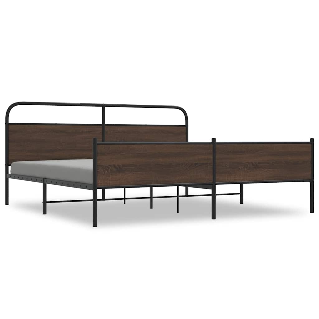 sengeramme uden madras 193x203 cm metal brun egetræsfarve