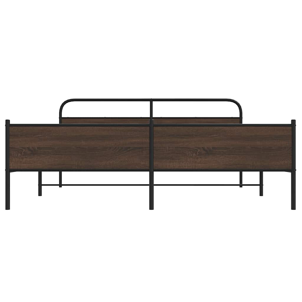 sengeramme uden madras 193x203 cm metal brun egetræsfarve