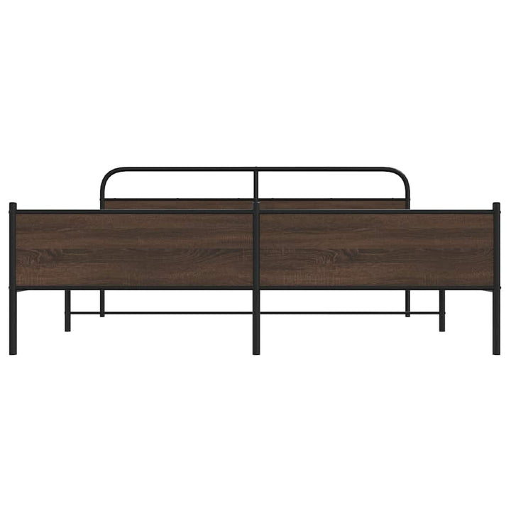 sengeramme uden madras 193x203 cm metal brun egetræsfarve