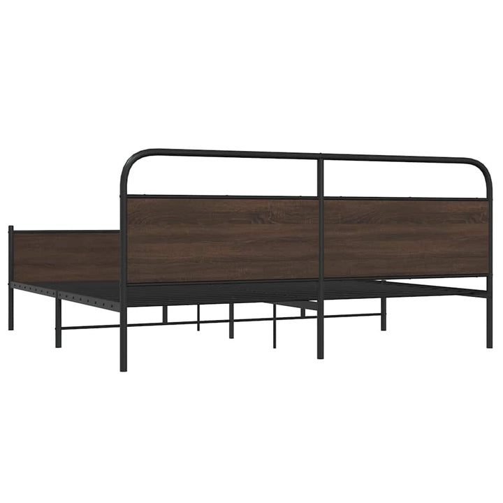 sengeramme uden madras 193x203 cm metal brun egetræsfarve