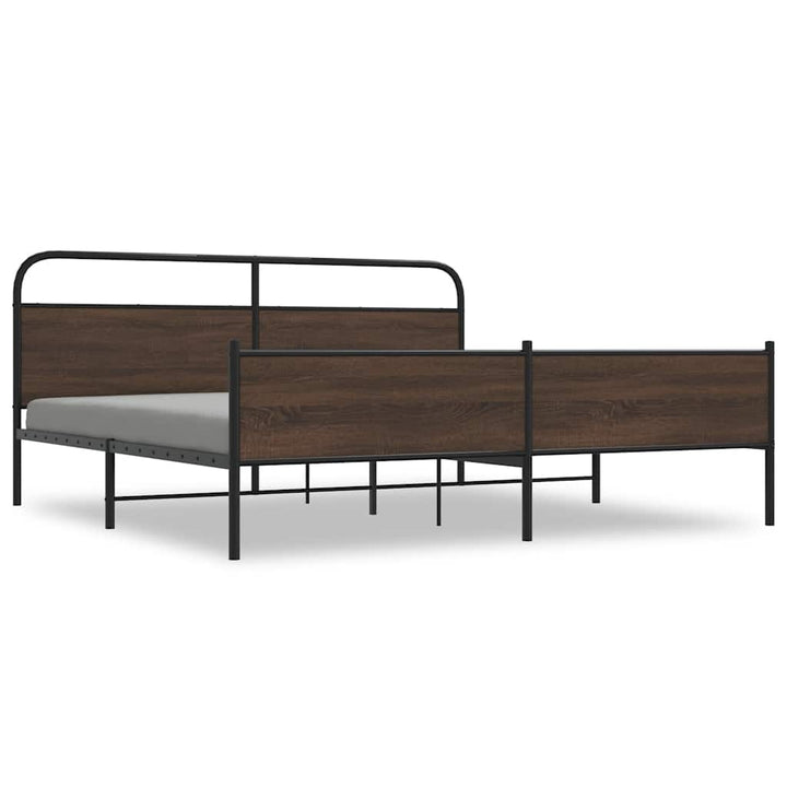 sengeramme uden madras 200x200 cm metal brun egetræsfarve