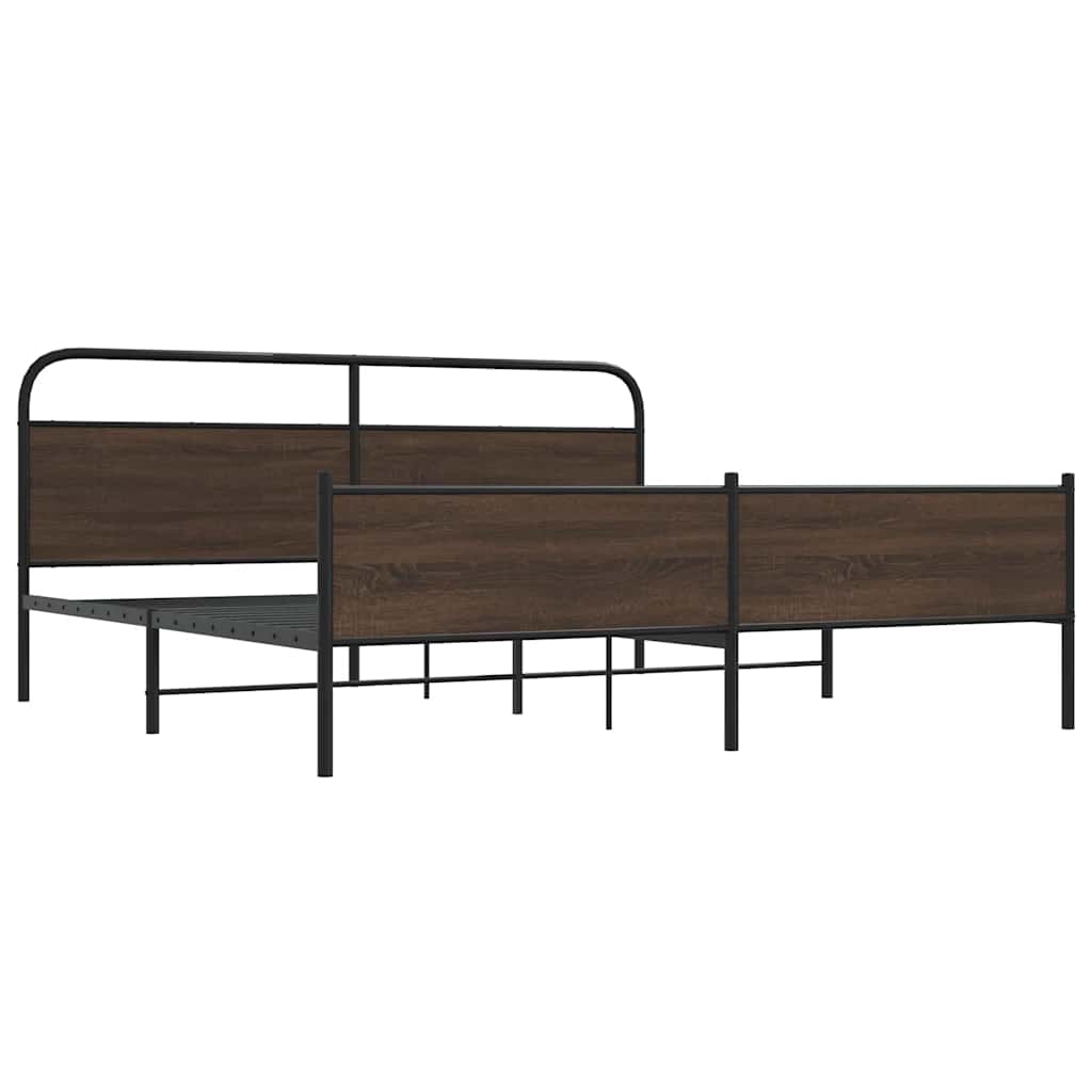 sengeramme uden madras 200x200 cm metal brun egetræsfarve