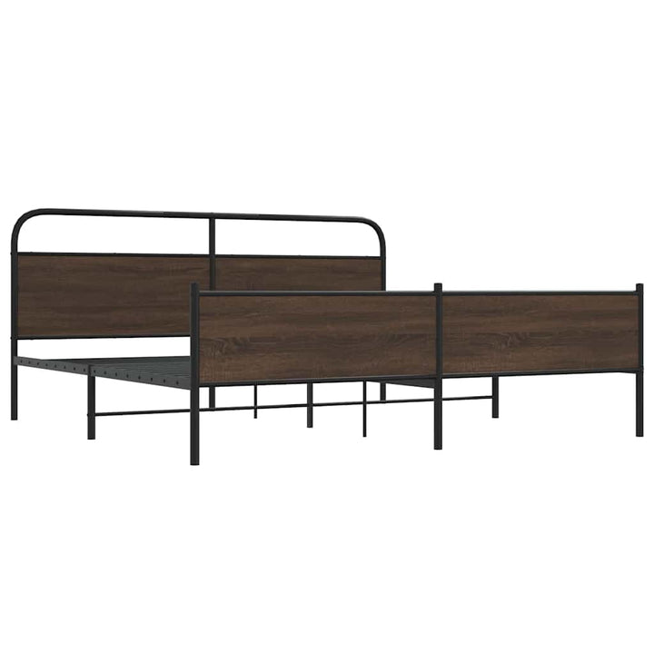 sengeramme uden madras 200x200 cm metal brun egetræsfarve