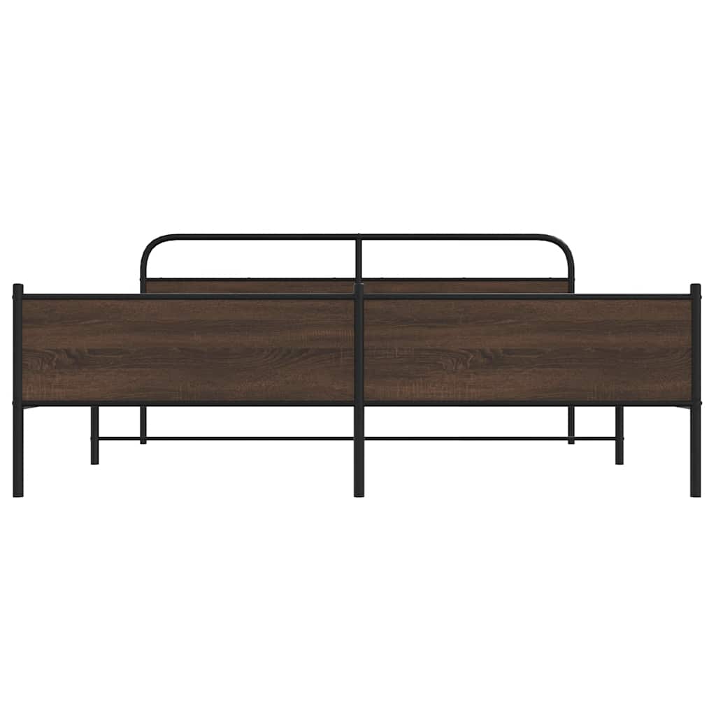 sengeramme uden madras 200x200 cm metal brun egetræsfarve
