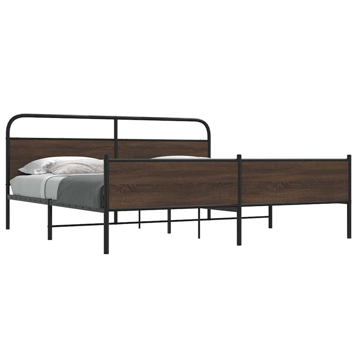 sengeramme uden madras 200x200 cm metal brun egetræsfarve