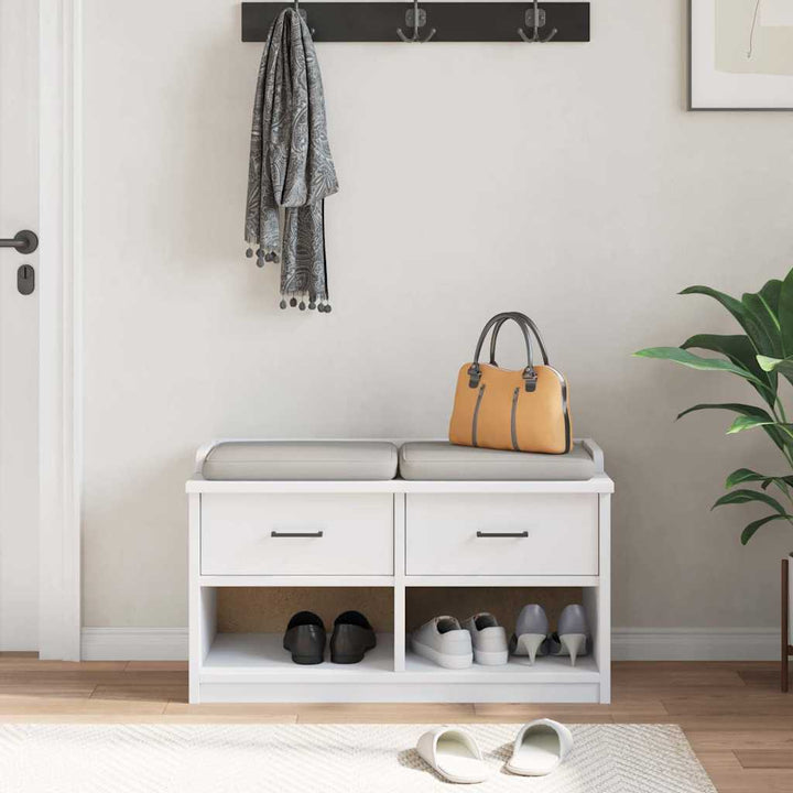 entrébænk SANDNES 87x40x50 cm massivt fyrretræ hvid