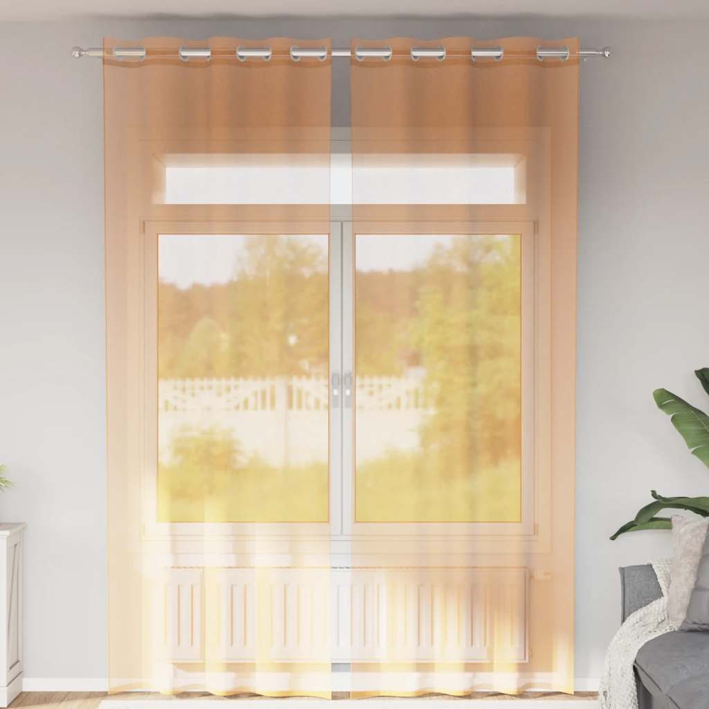 voile-gardiner med øskner 2 stk. 140x300 cm orange