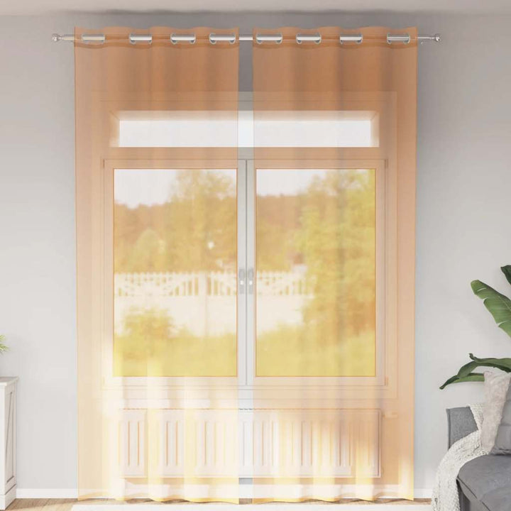 voile-gardiner med øskner 2 stk. 140x300 cm orange
