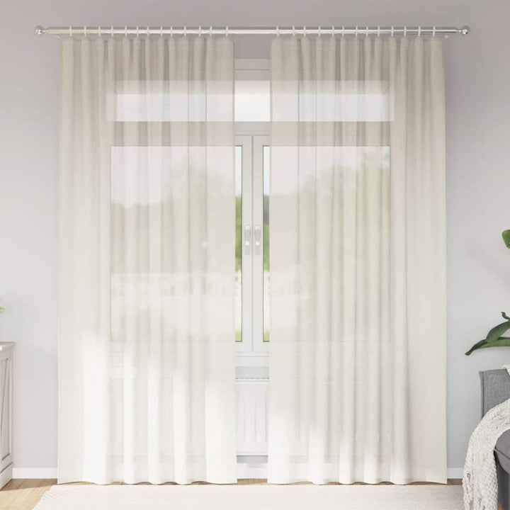 voile-gardiner med stanglommer 2 stk. cremefarvet