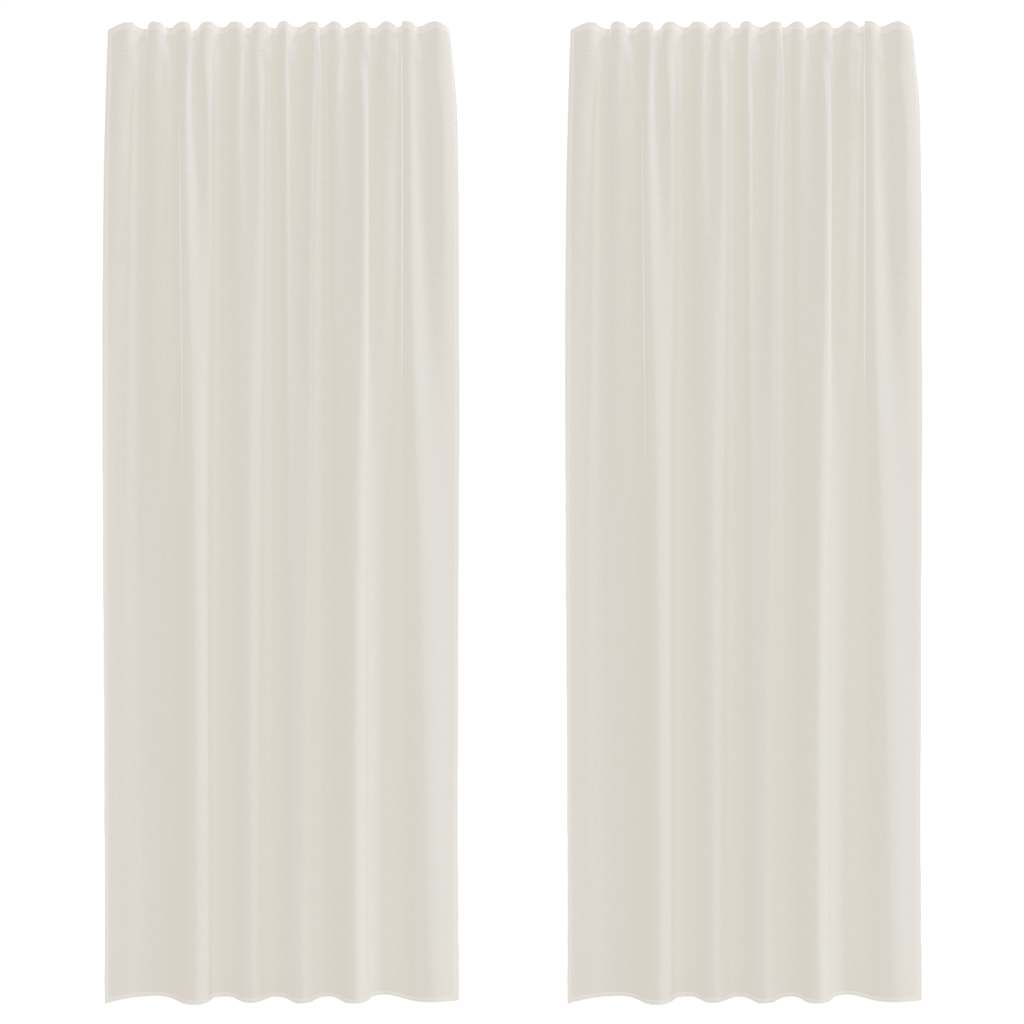 voile-gardiner med stanglommer 2 stk. cremefarvet