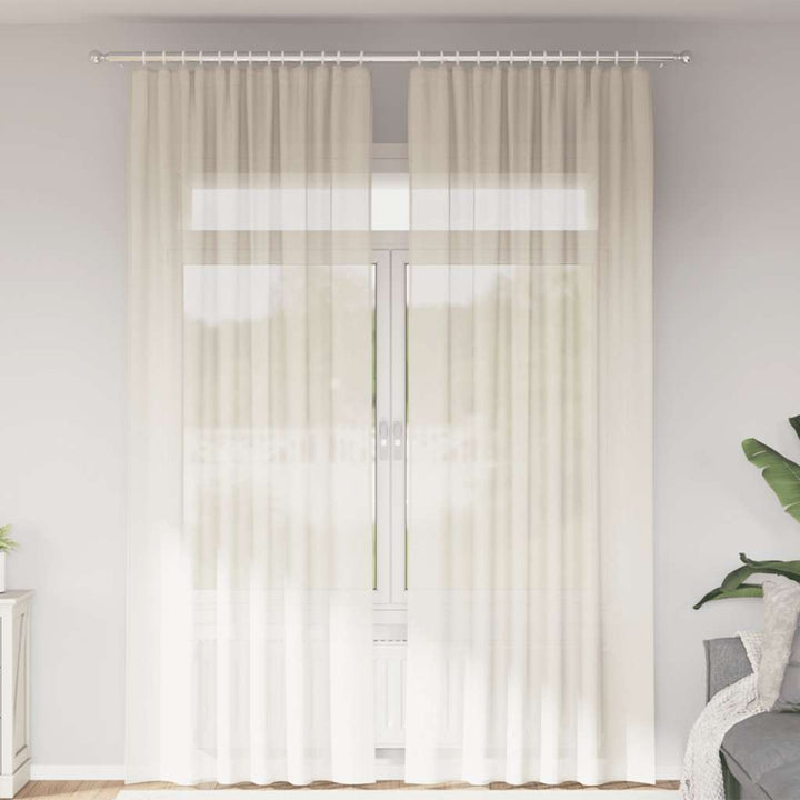 voile-gardiner med stanglommer 2 stk. cremefarvet