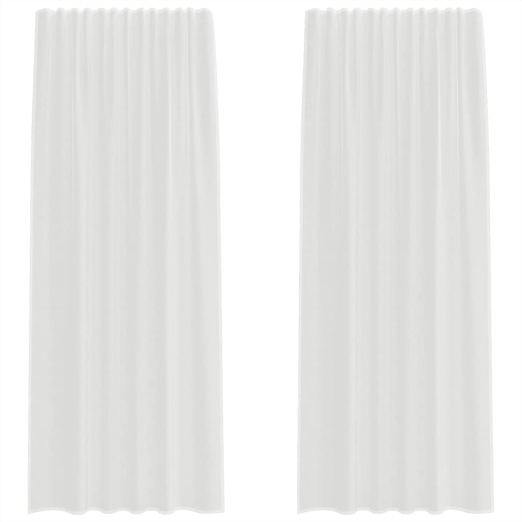 voile-gardiner med stanglommer 2 stk hvid