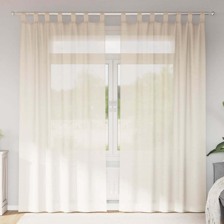 voile-gardiner med fane i toppen 2 stk. cremefarvet