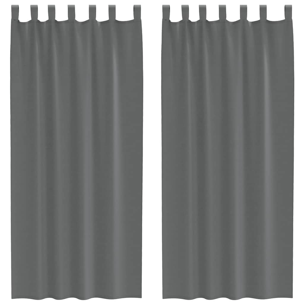 voile-gardiner med løkker 2 stk. 140x225 cm mørkegrå