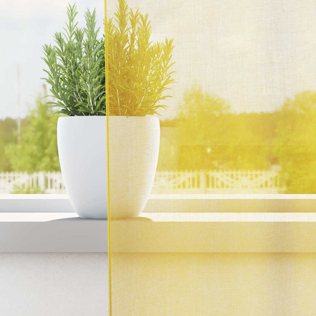 voile-gardiner med løkker 2 stk. 140x245 cm gul
