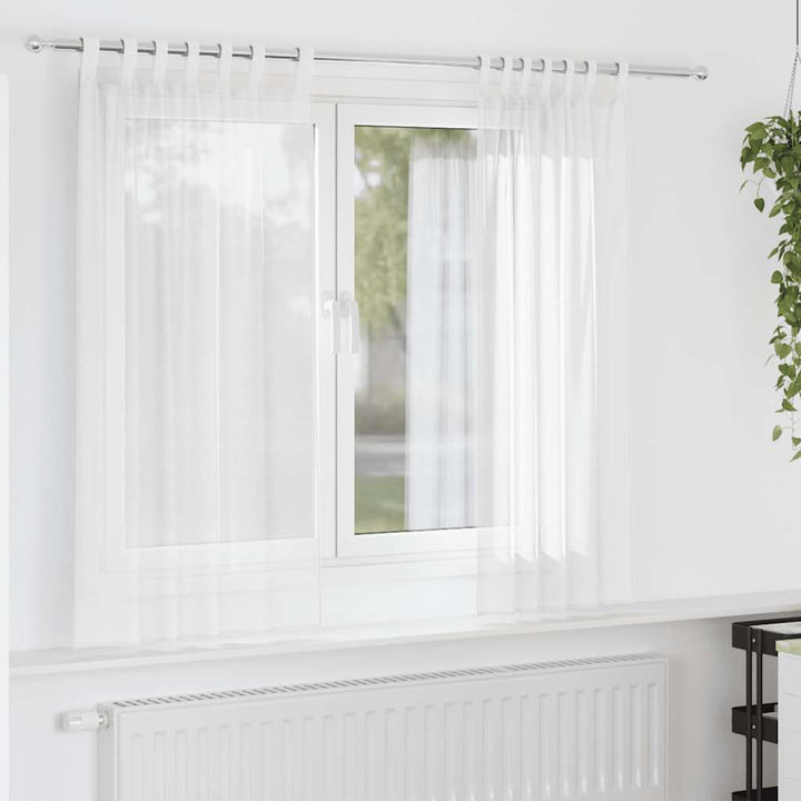 voile-gardiner med løkker 2 stk. 140x140 cm hvid