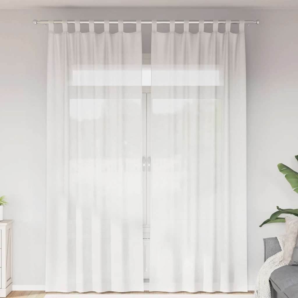 voile-gardiner med løkker 2 stk. 140x260 cm hvid