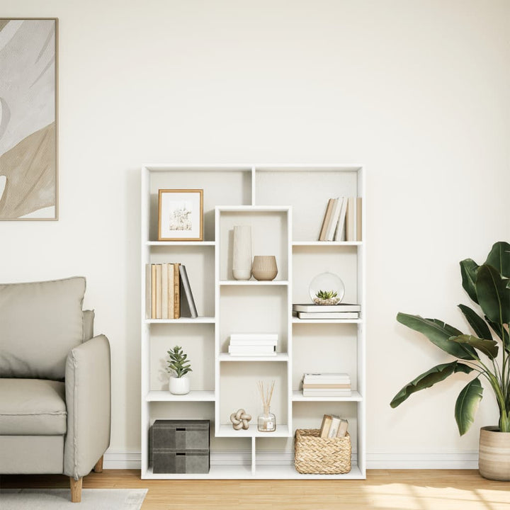 bogreol 102x29x143 cm konstrueret træ hvid