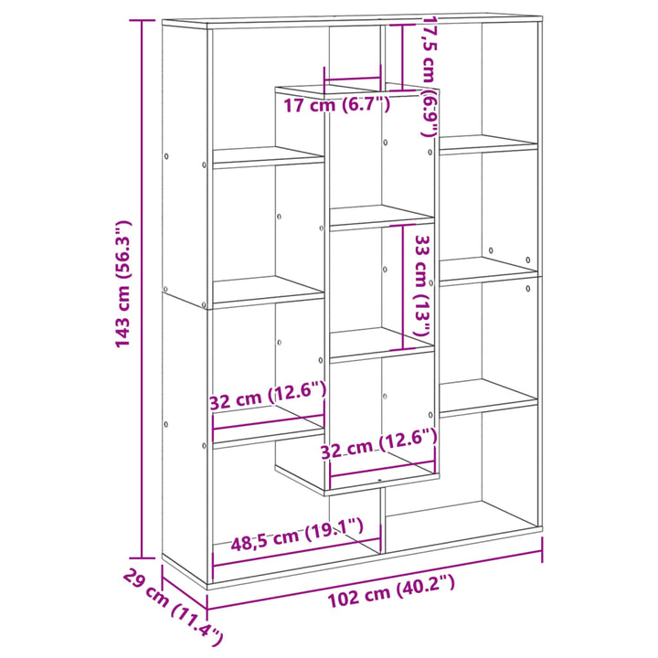 bogreol 102x29x143 cm konstrueret træ hvid