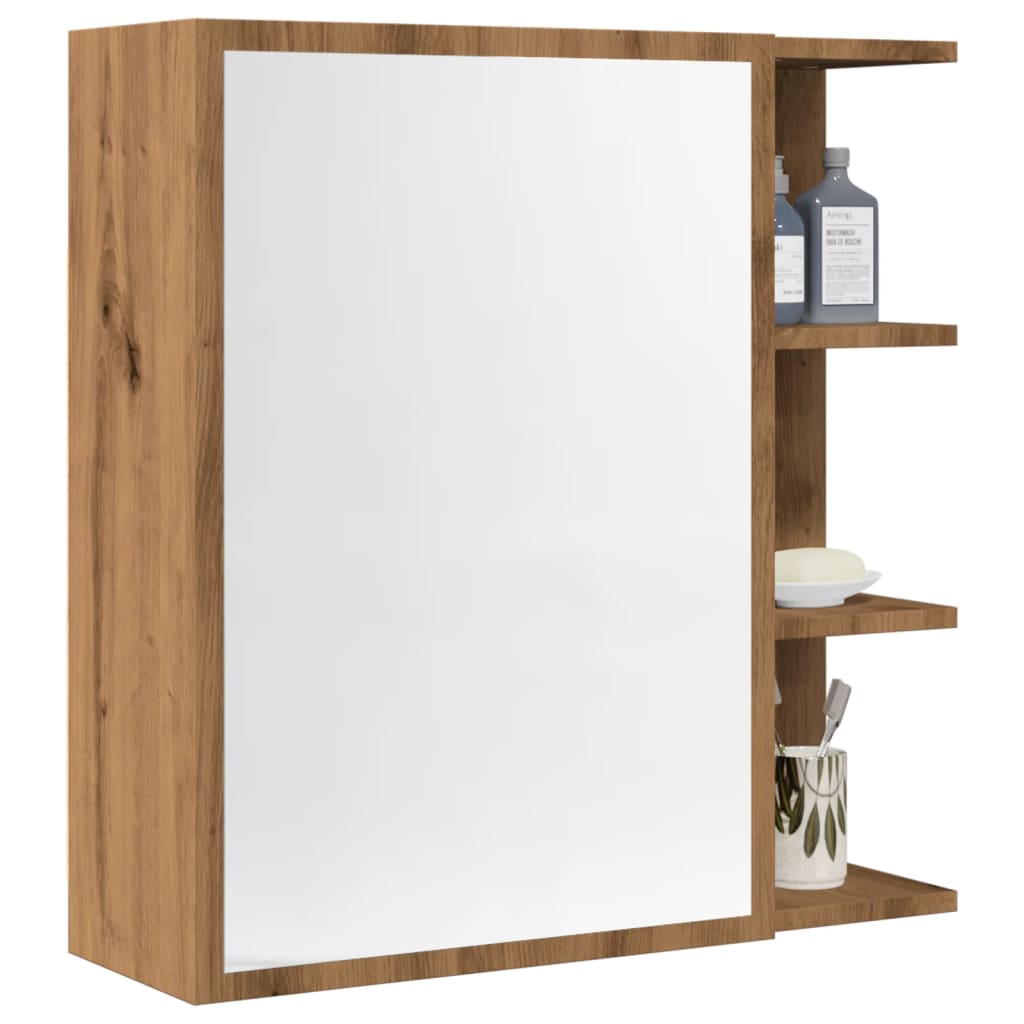 badeværelsesskab med spejl 62,5x20,5x64 cm konstrueret træ