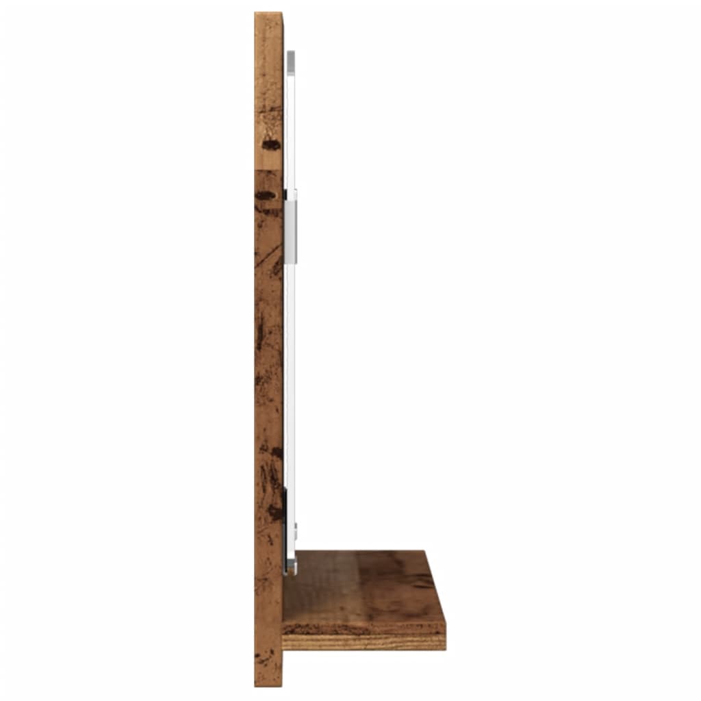 badeværelsesskab m. spejl 60x11x37cm konstrueret træ antikt træ