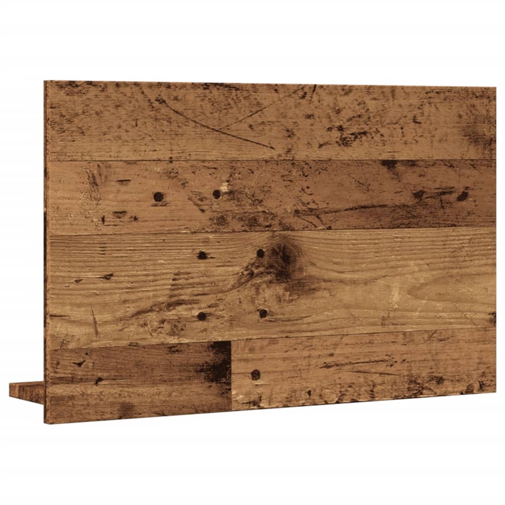badeværelsesskab m. spejl 60x11x37cm konstrueret træ antikt træ