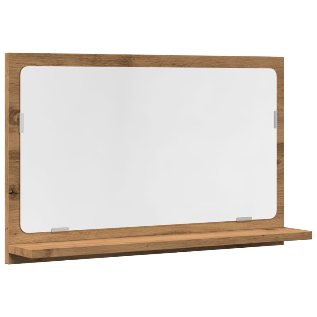 badeværelsesskab med spejl 60x11x37 cm konstrueret træ kunsteg