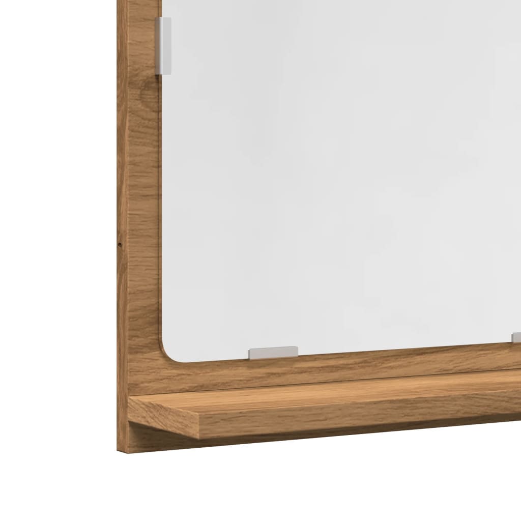 badeværelsesskab med spejl 60x11x37 cm konstrueret træ kunsteg