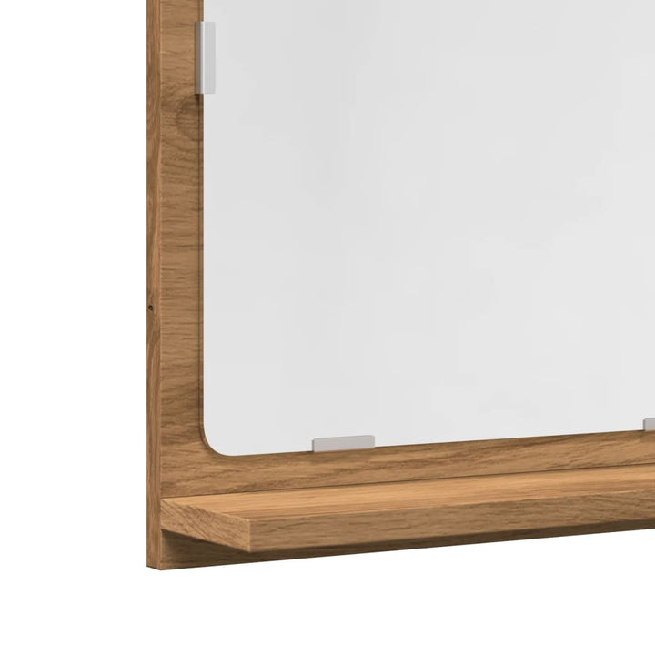 badeværelsesskab med spejl 60x11x37 cm konstrueret træ kunsteg