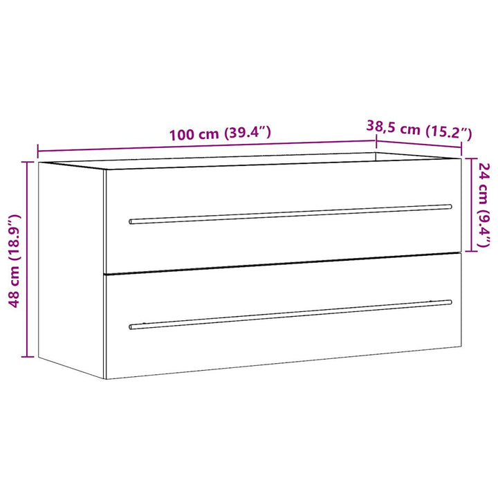 vaskeskab 100x38,5x48 cm spånplade sonoma-eg