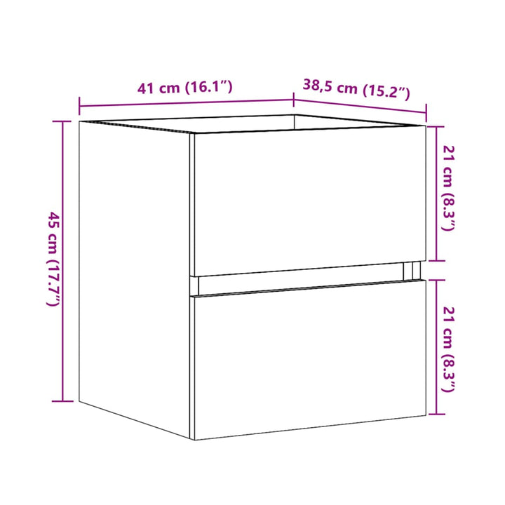 skab til håndvask 41x38,5x45 cm konstrueret træ sonoma-eg