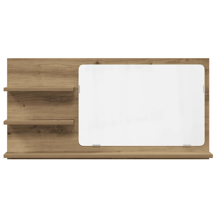 badeværelsesskab med spejl 90x11x45 cm konstrueret træ kunsteg