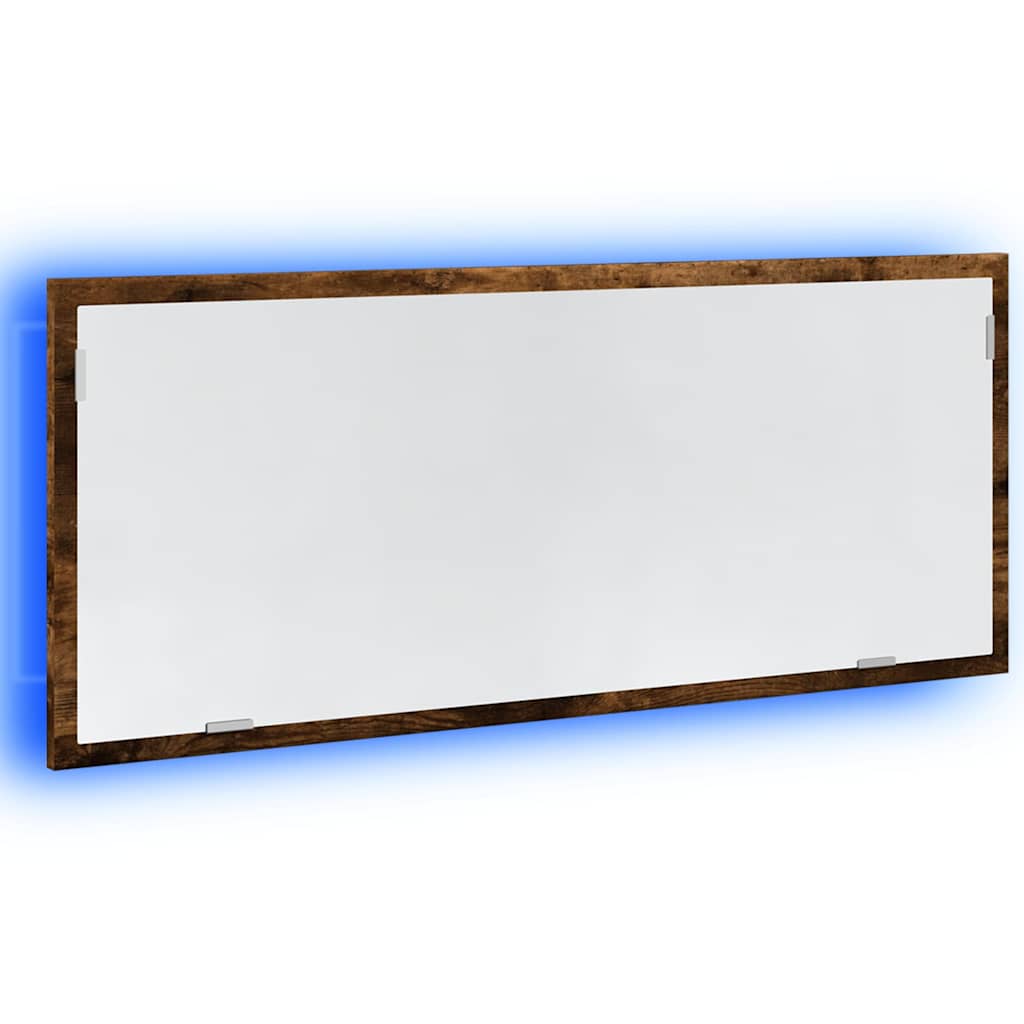 badeværelsesspejl m. LED 100x8,5x37 cm konstrueret træ brunt eg