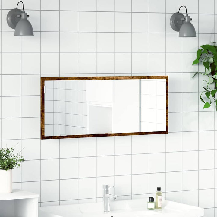 badeværelsesspejl m. LED 100x8,5x37 cm konstrueret træ brunt eg