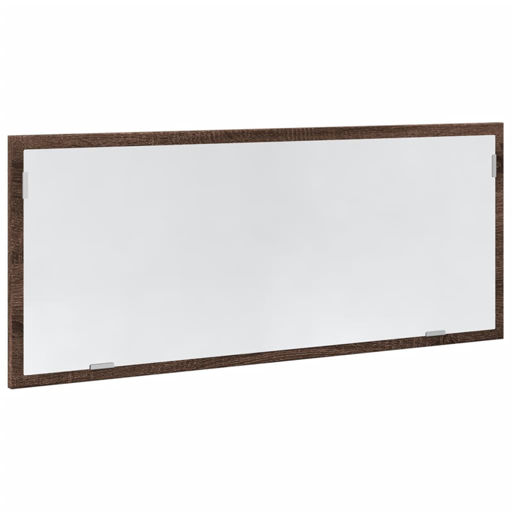 badeværelsesspejl m. LED 100x8,5x38 cm konstrueret træ brunt eg