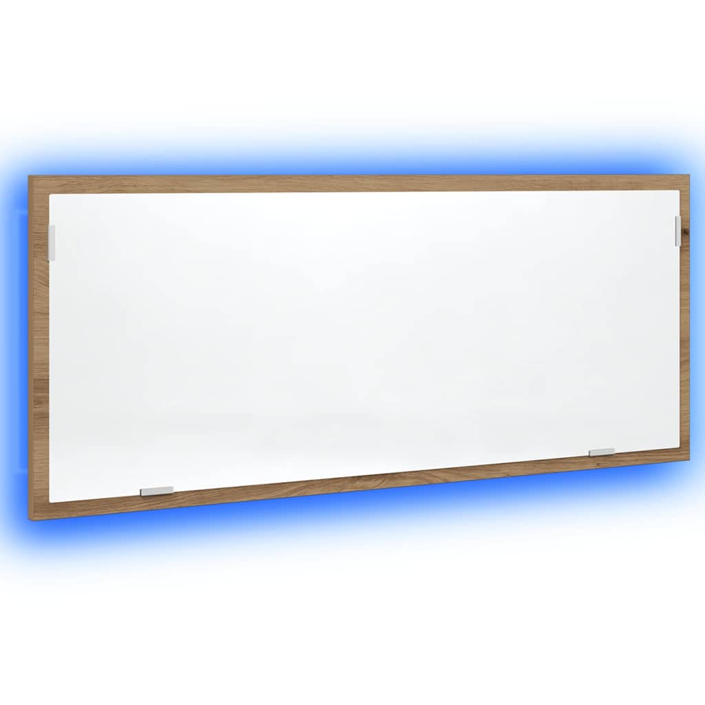 badeværelsesspejl med LED 100x8,5x37 cm konstrueret træ kunsteg