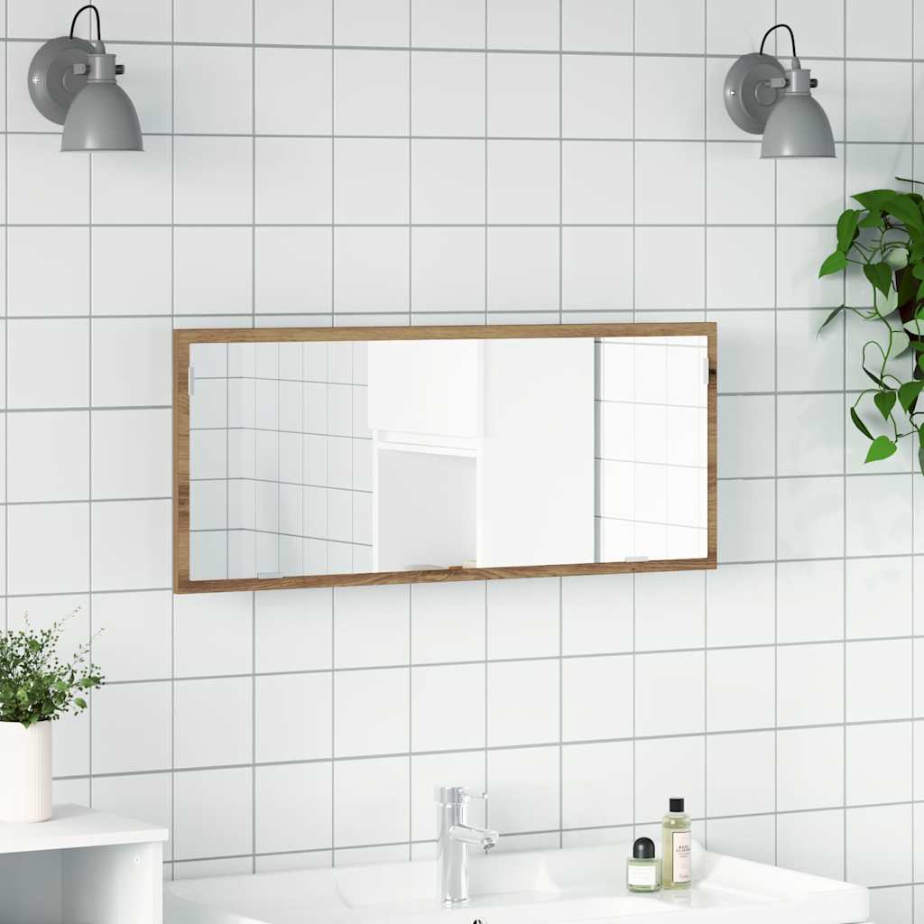 badeværelsesspejl med LED 100x8,5x37 cm konstrueret træ kunsteg