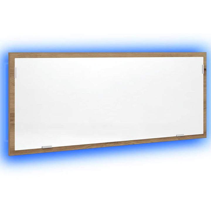 badeværelsesspejl med LED 100x8,5x37 cm konstrueret træ kunsteg