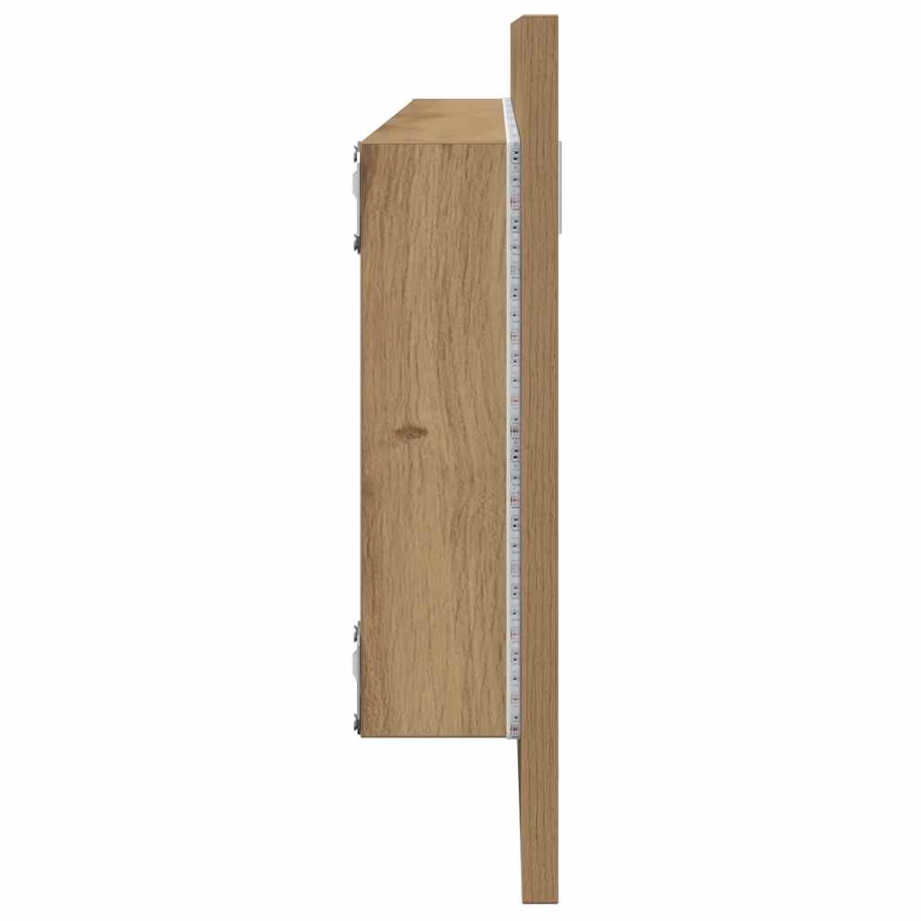 badeværelsesspejl med LED 100x8,5x37 cm konstrueret træ kunsteg