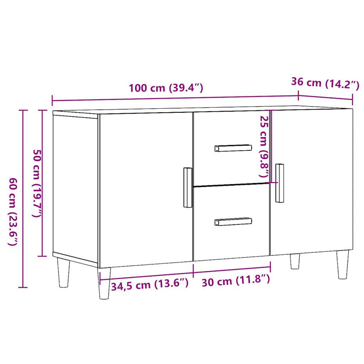 skænk 100x36x60 cm konstrueret træ gammelt træ-look
